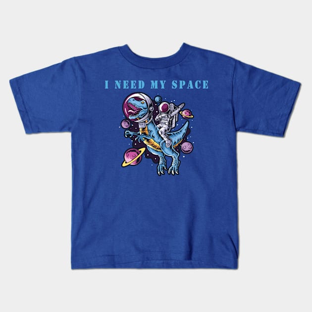 i need space astronaut dabbing in space on a trex Kids T-Shirt by AmorysHals